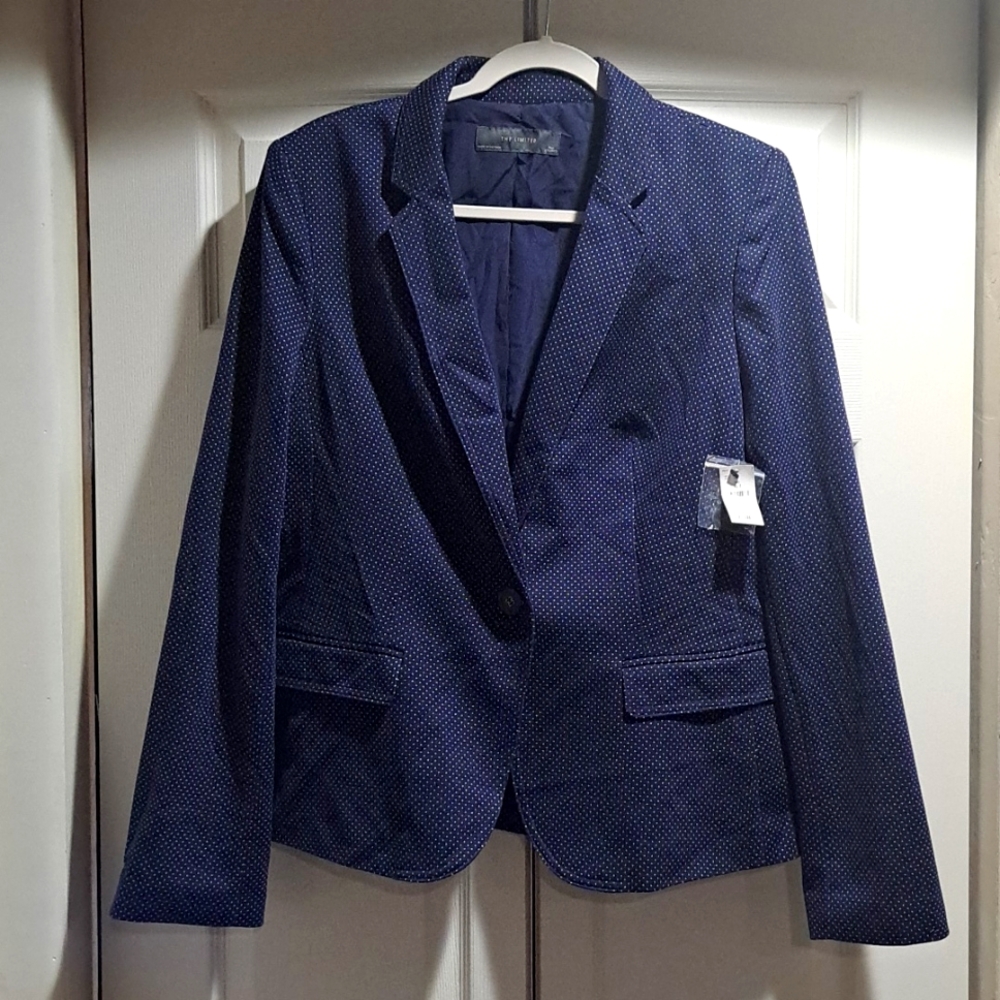 NWT THE LIMITED, Women's blazer, navy blue & small white polka dot. Size XL Tall